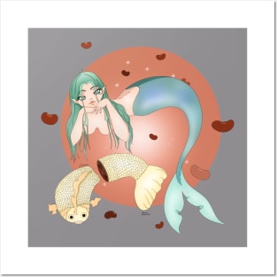 Cute mermaid with a taiyaki Posters and Art